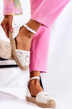 Damskie Sandałki Espadryle Ażurowe Białe Murillo