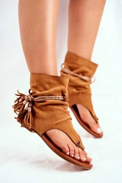 Damskie Sandałki Japonki Z Cholewką Camel SL1011 Madrit