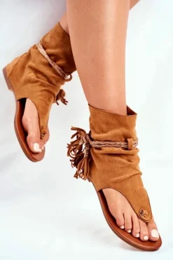 Damskie Sandałki Japonki Z Cholewką Camel SL1011 Madrit