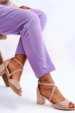 Damskie Sandałki Na Niskim Obcasie Beżowe Quinn