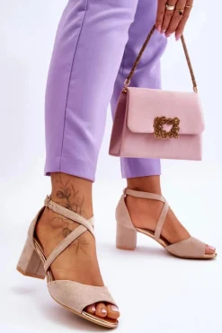 Damskie Sandałki Na Niskim Obcasie Beżowe Quinn