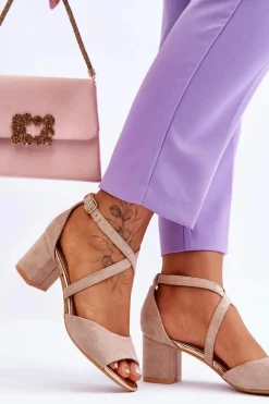 Damskie Sandałki Na Niskim Obcasie Beżowe Quinn