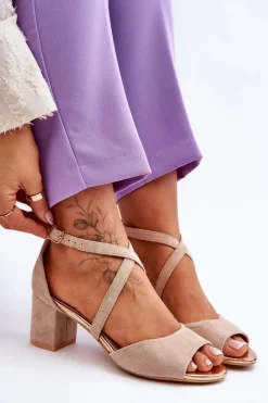 Damskie Sandałki Na Niskim Obcasie Beżowe Quinn