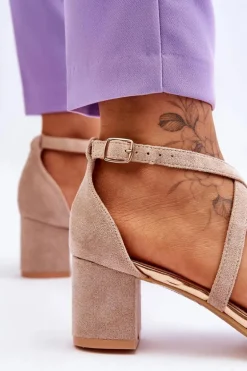 Damskie Sandałki Na Niskim Obcasie Beżowe Quinn