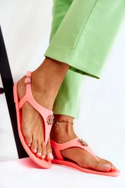 Damskie Sandałki Neonowe Pomarańczowe Sonner