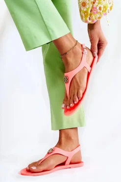 Damskie Sandałki Neonowe Pomarańczowe Sonner