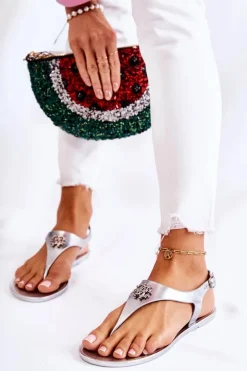 Damskie Sandałki Srebrne Sonner