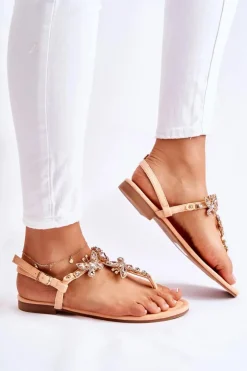 Damskie Sandały Japonki Z Ozdobnymi Motylami Pomarańczowe Lonnie