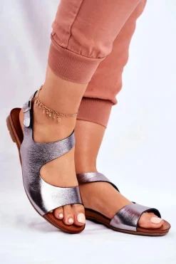 Damskie Sandały Laura Messi 1116 Skórzane Metaliczne Vollare