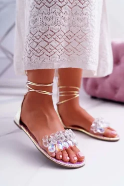 Damskie Sandały Lu Boo Kryształy Różowe Madina