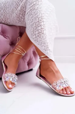 Damskie Sandały Lu Boo Kryształy Różowe Madina