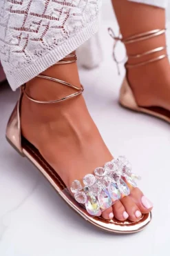 Damskie Sandały Lu Boo Kryształy Złote Madina