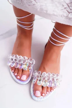 Damskie Sandały Lu Boo Kryształy Srebrne Madina