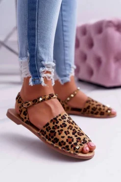 Damskie Sandały Lu Boo Zamszowe Leopard Silena