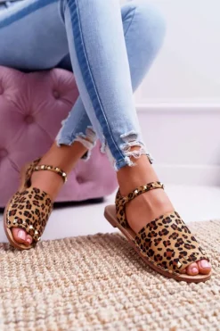 Damskie Sandały Lu Boo Zamszowe Leopard Silena