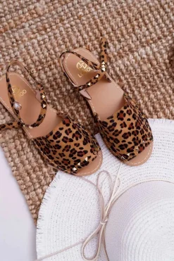Damskie Sandały Lu Boo Zamszowe Leopard Silena
