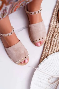 Damskie Sandały Lu Boo Zamszowe Beżowe Silena