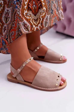 Damskie Sandały Lu Boo Zamszowe Beżowe Silena