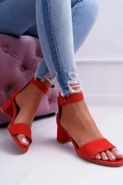 Damskie Sandały Maciejka Skórzane Zamszowe Czerwone 04141-08/00-5