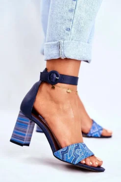 Damskie Sandały Maciejka Skórzane Granatowe 04235-17/00-5