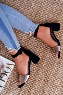 Damskie Sandały Maciejka Skórzane Zamszowe Czarne 04141-25/00-5