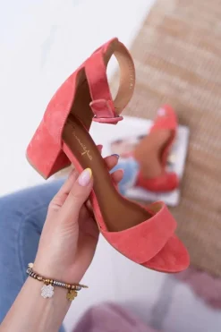 Damskie Sandały Maciejka Skórzane Zamszowe Różowe 04141-15/00-5