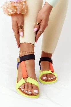 Damskie Sandały Na Gumowej Podeszwie Wielokolorowe Stranger