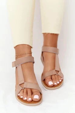 Damskie Sandały Na Gumowej Podeszwie Brązowe Stranger