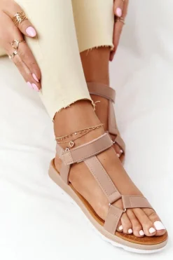 Damskie Sandały Na Gumowej Podeszwie Brązowe Stranger