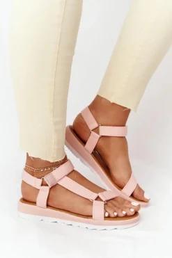 Damskie Sandały Na Gumowej Podeszwie Koralowe Stranger