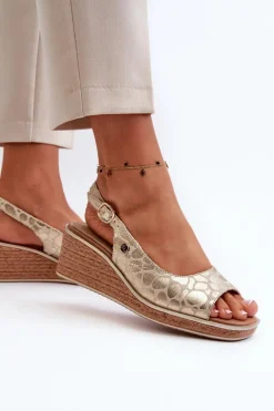 Damskie Sandały Na Koturnie Sergio Leone SK301 Złote