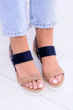 Damskie Sandały Na Koturnie Lniane Felucci