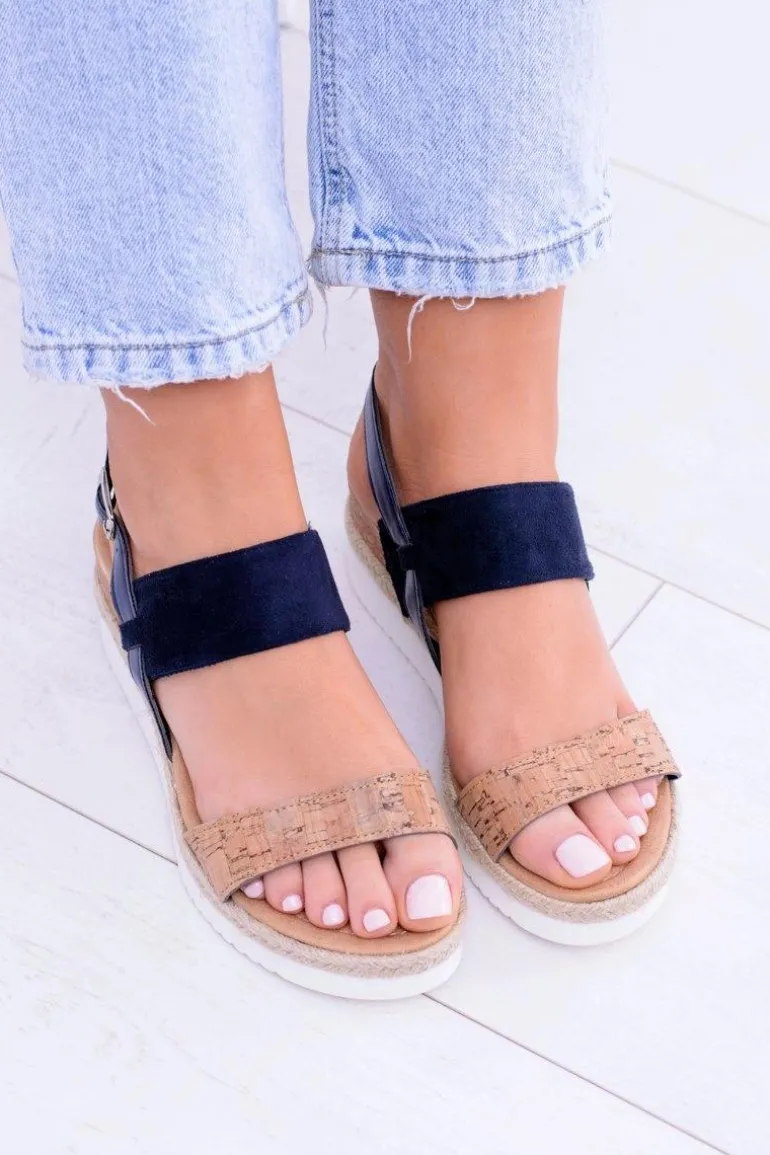 Damskie Sandały Na Koturnie Lniane Felucci