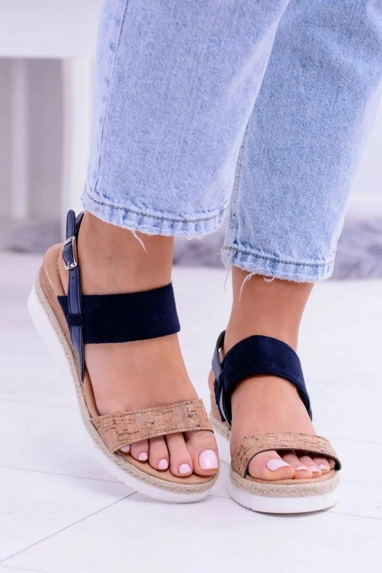 Damskie Sandały Na Koturnie Lniane Felucci