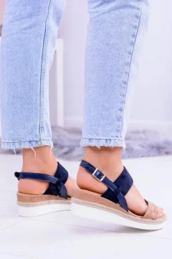 Damskie Sandały Na Koturnie Lniane Felucci