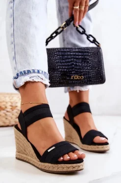 Damskie Sandały Na Koturnie Big Star JJ274976 Czarne