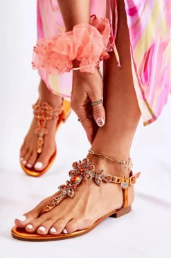 Damskie Sandały Na Lato Pomarańczowe Bloom