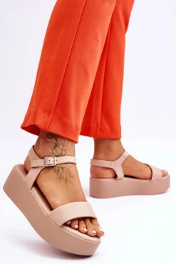 Damskie Sandały Na Masywnej Platformie Nude Casen