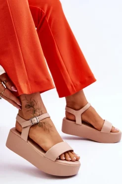 Damskie Sandały Na Masywnej Platformie Nude Casen