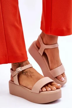 Damskie Sandały Na Masywnej Platformie Nude Casen