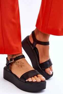 Damskie Sandały Na Masywnej Platformie Czarne Casen