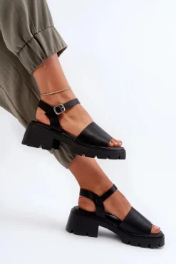 Damskie Sandały Na Masywnym Obcasie Czarne Dottiassa