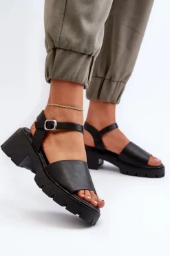 Damskie Sandały Na Masywnym Obcasie Czarne Dottiassa