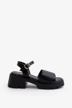 Damskie Sandały Na Masywnym Obcasie Czarne Dottiassa