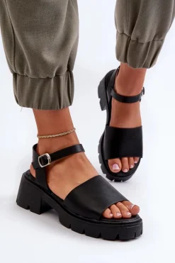 Damskie Sandały Na Masywnym Obcasie Czarne Dottiassa