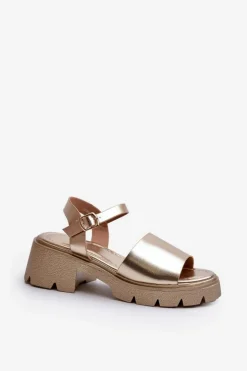 Damskie Sandały Na Masywnym Obcasie Złote Dottiassa