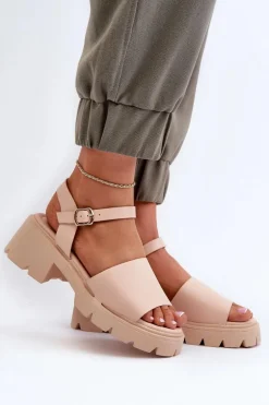 Damskie Sandały Na Masywnym Obcasie Nude Dottiassa