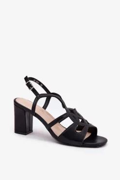 Damskie Sandały Na Obcasie Słupku Sergio Leone SK884 Czarne