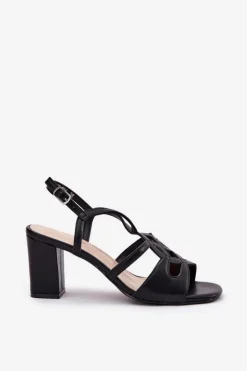 Damskie Sandały Na Obcasie Słupku Sergio Leone SK884 Czarne