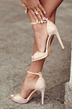 Damskie Sandały Na Obcasie Ze Zdobieniami Beżowe Livorno